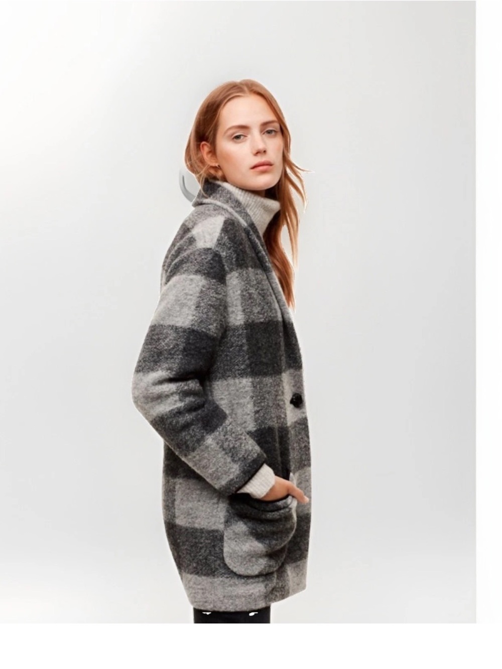 Wilfred Free Aritzia Neelam Coat Women’s Size XS Gray Plaid Wool Blend